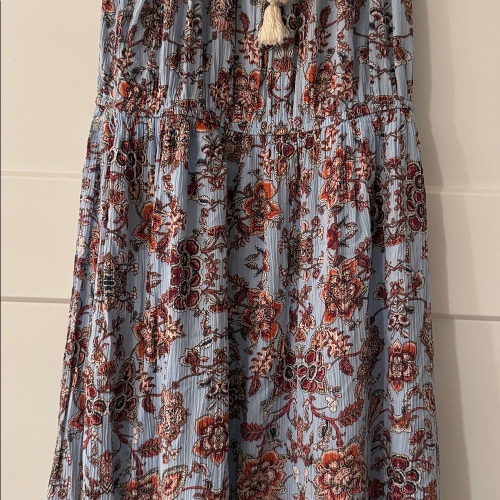 Boho Tassel Maxi Dress in Light Blue Floral - Picture 3 of 7